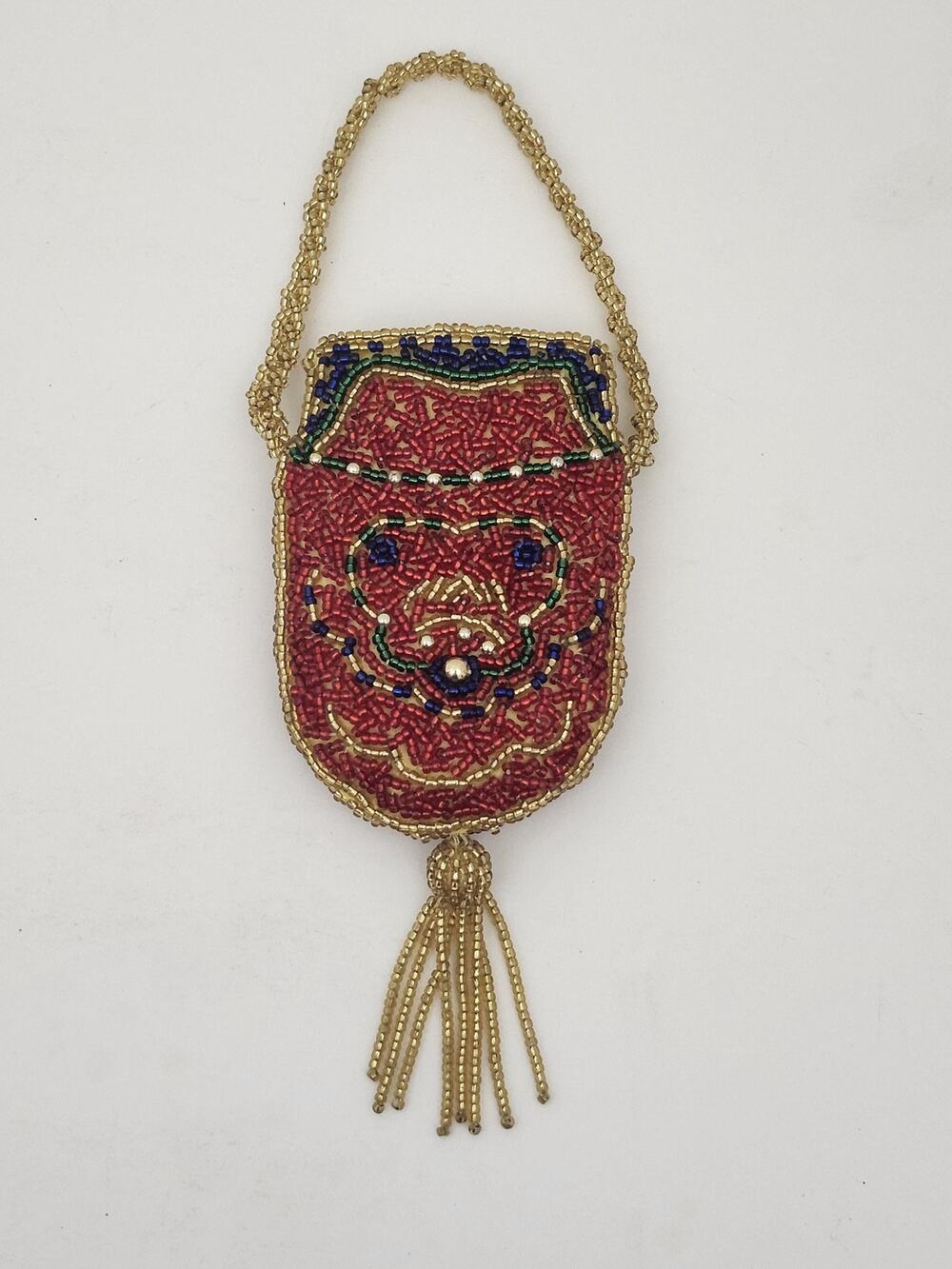 Vintage Beaded Micro Mini Pouch Fringe Tassel Hand Bag